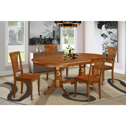 5 Pc Dining Set-Dining Table Plus 4 Dining Chairs By East West Furniture - Plav5-Sbr-W | Dining Sets | Modishstore