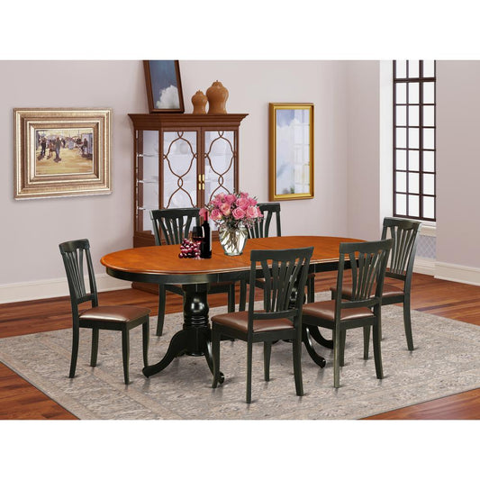 7 Pc Dining Room Set-Dining Table With 6 Wooden Dining Chairs By East West Furniture - Plav7-Bch-Lc | Dining Sets | Modishstore