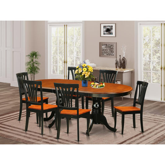 7 Pc Dining Room Set-Dining Table With 6 Dining Chairs By East West Furniture - Plav7-Bch-W | Dining Sets | Modishstore