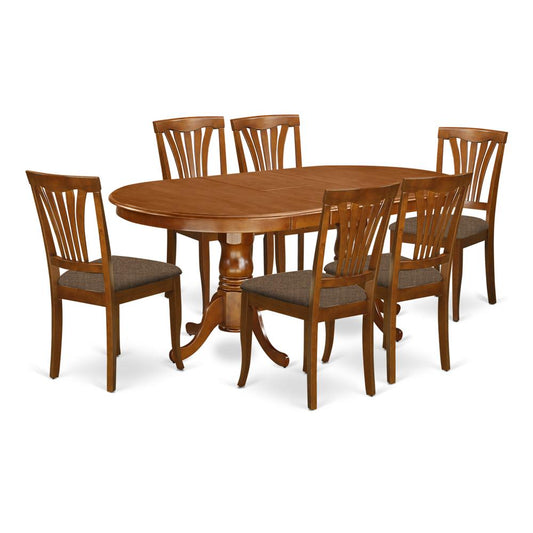 7 Pc Dining Room Set-Dining Table And 6 Dining Chairs By East West Furniture - Plav7-Sbr-C | Dining Sets | Modishstore