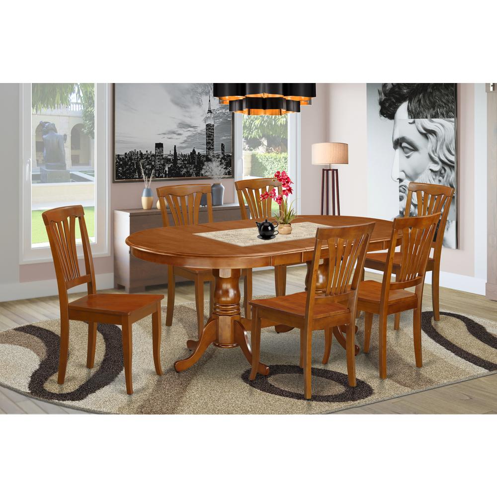 7 Pc Dining Room Set For 6-Dining Table And 6 Dining Chairs By East West Furniture - Plav7-Sbr-W | Dining Sets | Modishstore