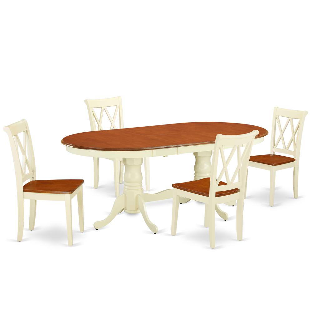 Dining Room Set Buttermilk & Cherry PLCL5-BMK-W By East West Furniture | Dining Sets | Modishstore - 2