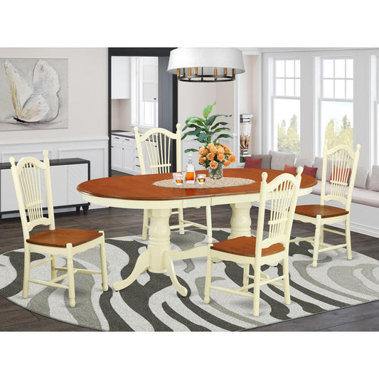 5 Pc Table And Chairs Set -Kitchen Dinette Table And 4 Dining Chairs By East West Furniture - Pldo5-Whi-W | Dining Sets | Modishstore