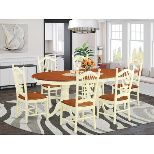 7 Pc Dining Room Set For 6-Dining Table And 6 Kitchen Chairs By East West Furniture - Pldo7-Whi-W | Dining Sets | Modishstore