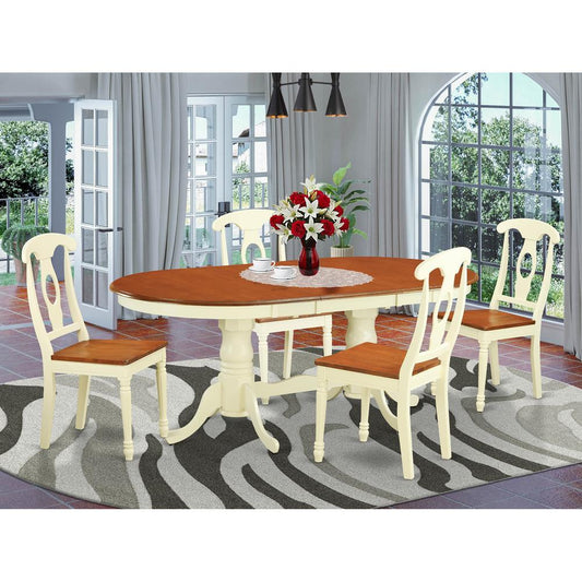 5 Pc Table And Chairs Set -Kitchen Dinette Table And 4 Dining Chairs By East West Furniture - Plke5-Whi-W | Dining Sets | Modishstore