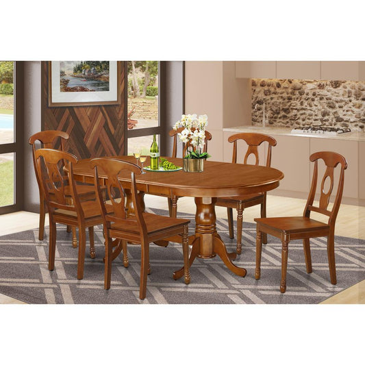 7 Pc Dining Room Set-Dining Table And 6 Dining Chairs By East West Furniture - Plna7-Sbr-W | Dining Sets | Modishstore