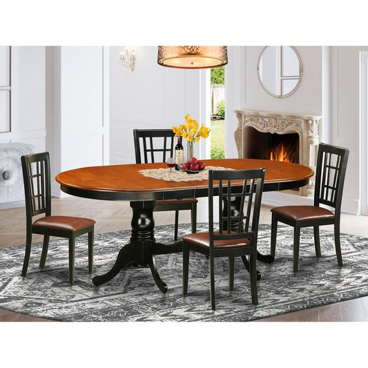 5 Pc Dining Room Set-Dining Table With 4 Wood Dining Chairs By East West Furniture - Plni5-Bch-Lc | Dining Sets | Modishstore