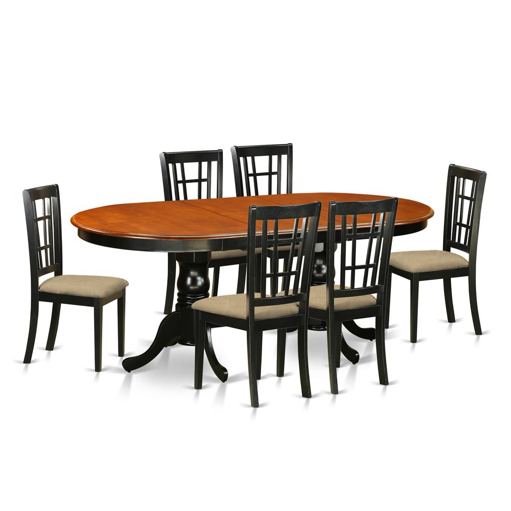 7 Pc Dining Room Set-Dining Table With 6 Wood Dining Chairs By East West Furniture - Plni7-Bch-C | Dining Sets | Modishstore