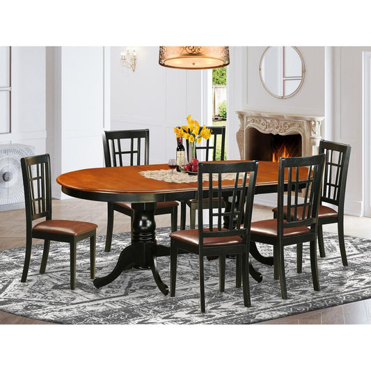 7 Pc Dining Room Set-Dining Table With 6 Wood Dining Chairs By East West Furniture - Plni7-Bch-Lc | Dining Sets | Modishstore