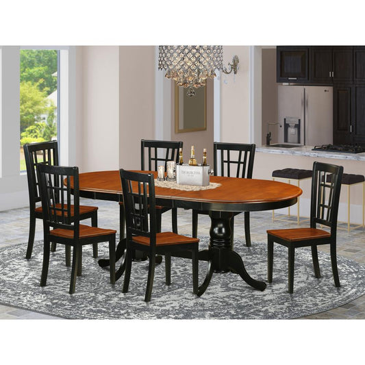 7 Pc Dining Room Set-Dining Table With 6 Wooden Dining Chairs By East West Furniture - Plni7-Bch-W | Dining Sets | Modishstore