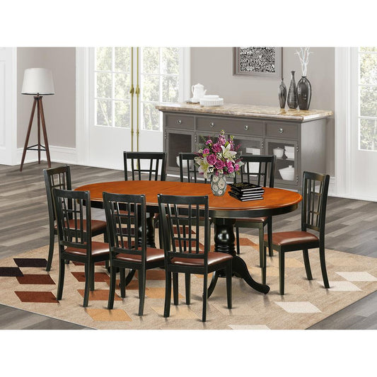 9 Pc Dining Room Set-Dining Table With 8 Wood Dining Chairs By East West Furniture - Plni9-Bch-Lc | Dining Sets | Modishstore