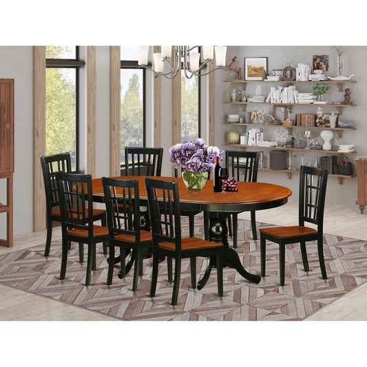 9 Pc Dining Room Set-Dining Table With 8 Wooden Dining Chairs By East West Furniture - Plni9-Bch-W | Dining Sets | Modishstore