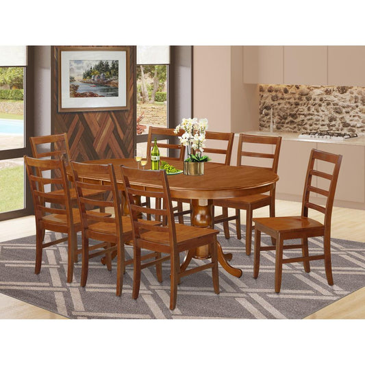 9 Pc Dining Room Set-Dining Table And 8 Dining Chairs By East West Furniture - Plpf9-Sbr-W | Dining Sets | Modishstore