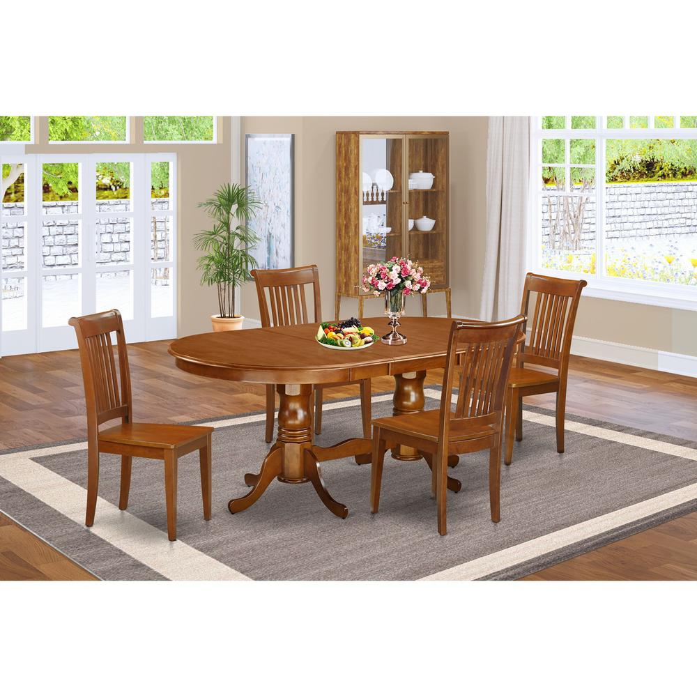 5 Pc Dining Room Set-Dining Table And 4 Dining Chairs By East West Furniture - Plpo5-Sbr-W | Dining Sets | Modishstore