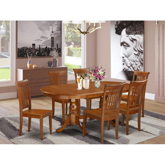 7 Pc Dining Room Set For 6-Dining Table And 6 Dining Chairs By East West Furniture - Plpo7-Sbr-W | Dining Sets | Modishstore