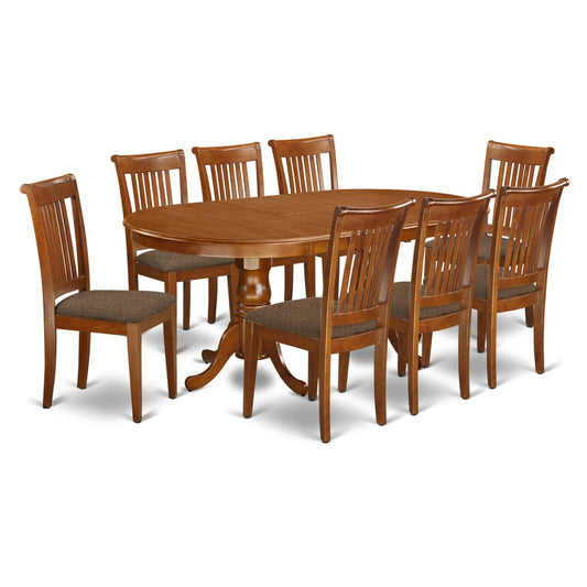 9 Pc Dining Room Set-Dining Table Plus 8 Dining Chairs By East West Furniture - Plpo9-Sbr-C | Dining Sets | Modishstore