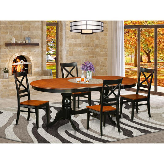 5 Pc Dining Room Set-Dining Table With 4 Wooden Dining Chairs By East West Furniture - Plqu5-Bch-W | Dining Sets | Modishstore