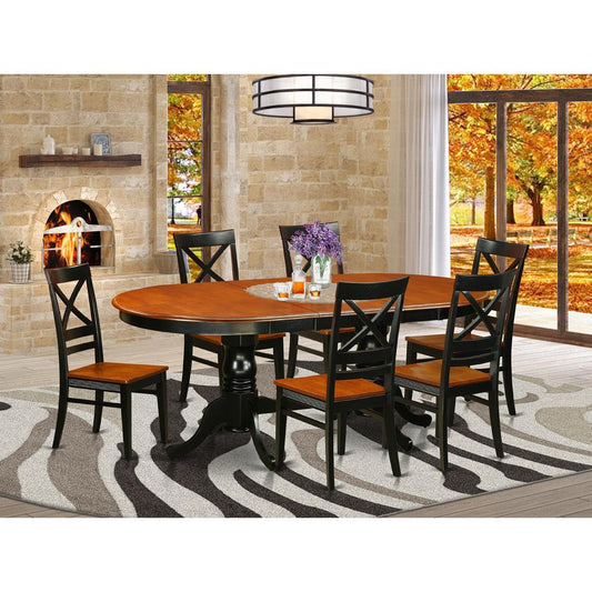 7 Pc Dining Set-Dining Table With 6 Wood Dining Chairs By East West Furniture - Plqu7-Bch-W | Dining Sets | Modishstore