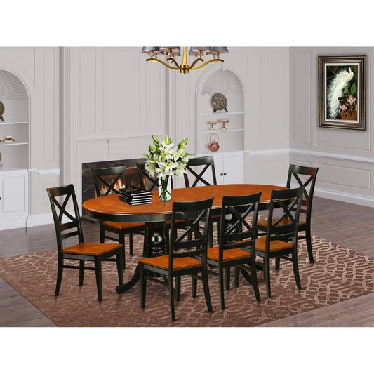 9 Pc Dining Set-Dining Table With 8 Wooden Dining Chairs By East West Furniture - Plqu9-Bch-W | Dining Sets | Modishstore