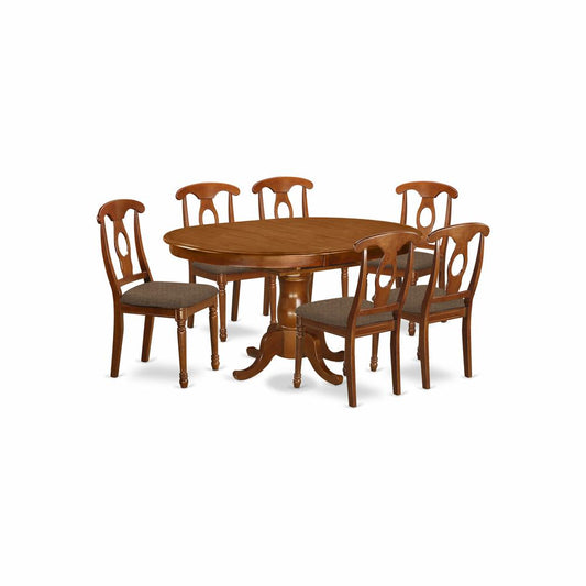 7 Pc Dining Room Set-And Oval Dining Table With Leaf And 6 Dining Chairs By East West Furniture | Dining Sets | Modishstore