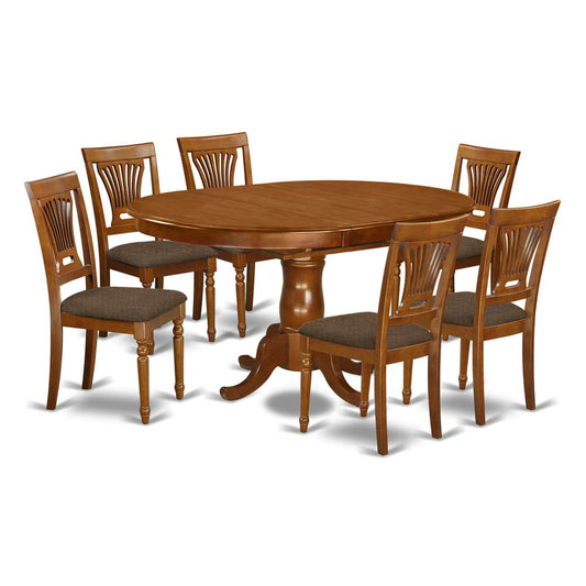 5 Pc Portland Table Having 18" Leaf And 4 Hard Wood Seat Chairs In Saddle Brown . By East West Furniture - Popl7-Sbr-C | Dining Sets | Modishstore