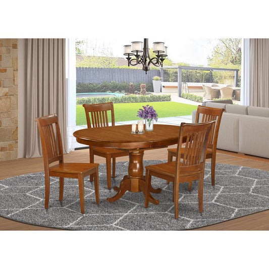 5 Pc Dining Room Set-Oval Dining Table With Leaf And 4 Dining Chairs By East West Furniture | Dining Sets | Modishstore