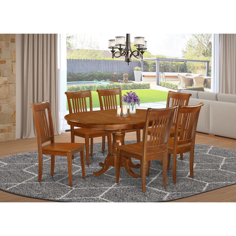 7 Pc Dining Room Set For 6-Oval Dining Table With Leaf And 6 Dining Chairs By East West Furniture | Dining Sets | Modishstore