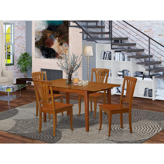 5 Pc Dinette Set For Small Spaces With Leaf And 4 Kitchen Dining Chairs By East West Furniture | Dining Sets | Modishstore