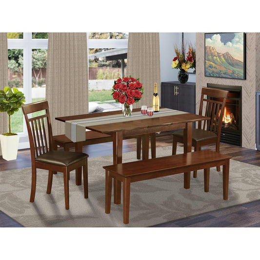 5 Pc Dining Room Set With Bench - Table With 2 Dining Chairs And 2 Benches By East West Furniture | Dining Sets | Modishstore