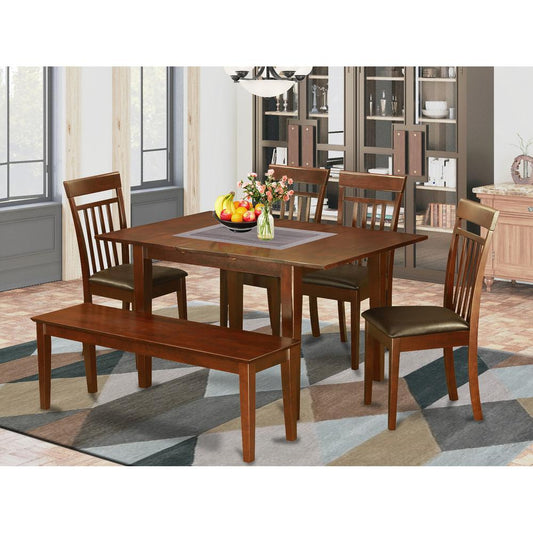 6-Pc Dining Room Set With Bench -Small Table With 4 Dining Chairs And Bench By East West Furniture | Dining Sets | Modishstore