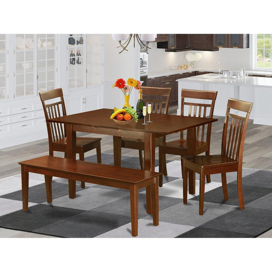 6-Pc Dining Room Set With Bench -Tables With 4 Dining Chairs And Bench By East West Furniture | Dining Sets | Modishstore