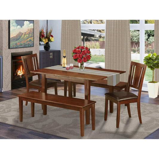 5 Pc Dining Room Set With Bench -Kitchen Table With 2 Dining Chairs And 2 Benches By East West Furniture | Dining Sets | Modishstore