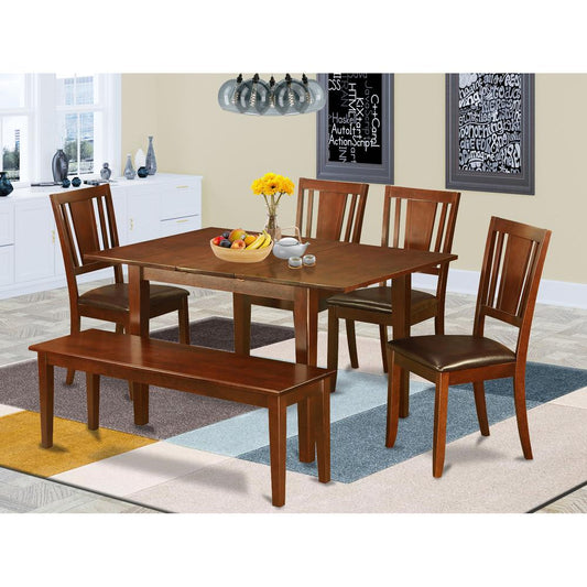 6-Pc Dining Room Set With Bench- Table With 4 Dining Chairs And Bench By East West Furniture | Dining Sets | Modishstore