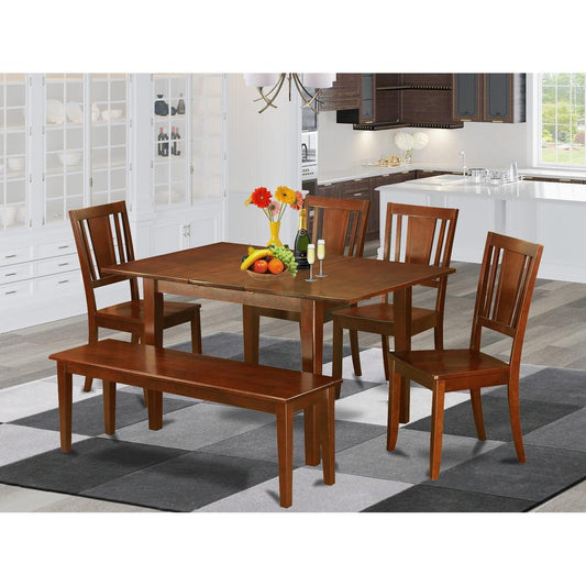 6 Pc Kitchen Table With Bench Set - Table With 4 Kitchen Chairs And Bench By East West Furniture | Dining Sets | Modishstore