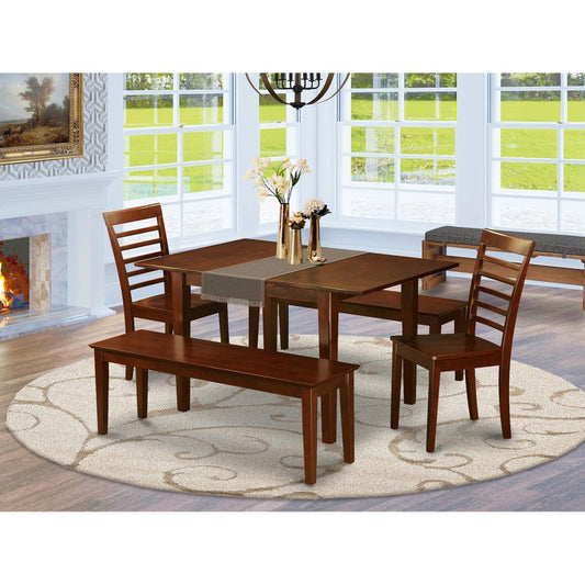 5 Pc Kitchen Table With Bench -Dinette Table With 2 Dining Chairs And 2 Benches By East West Furniture | Dining Sets | Modishstore
