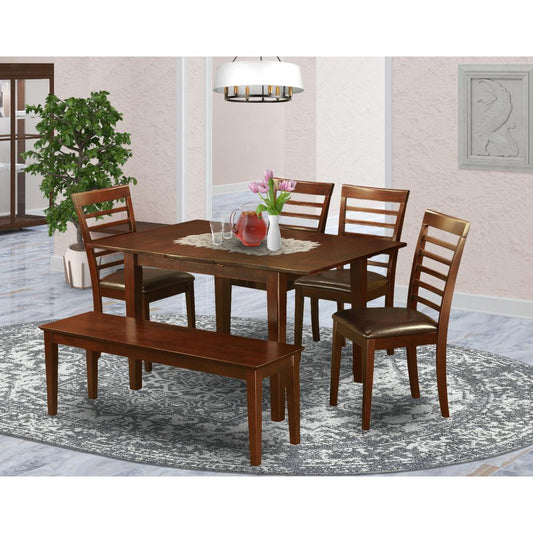 6 Pc Kitchen Table With Bench -Kitchen Tables With 4 Kitchen Chairs And Bench By East West Furniture | Dining Sets | Modishstore