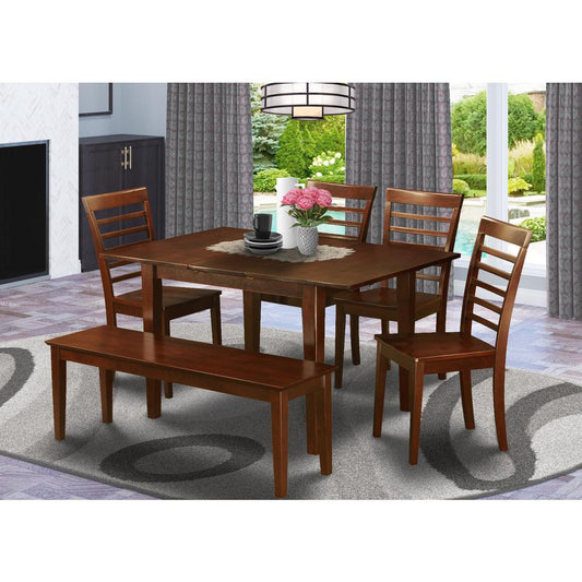 6 Pc Dining Room Set With Bench -Table With 4 Chairs And Dining Bench By East West Furniture | Dining Sets | Modishstore