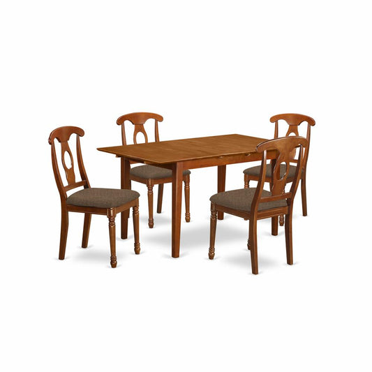 5 Pc Kitchen Table Set Table With Leaf And 4 Dining Table Chairs By East West Furniture - Psna5-Sbr-C | Dining Sets | Modishstore