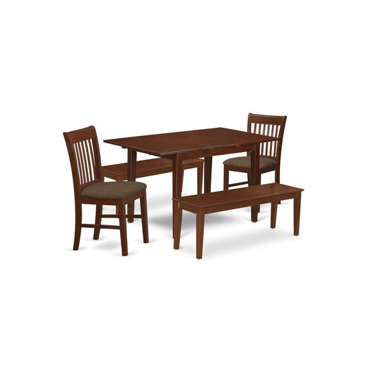 5 Pc Dining Room Set- Table With 2 Dining Table Chairs And 2 Benches By East West Furniture | Dining Sets | Modishstore
