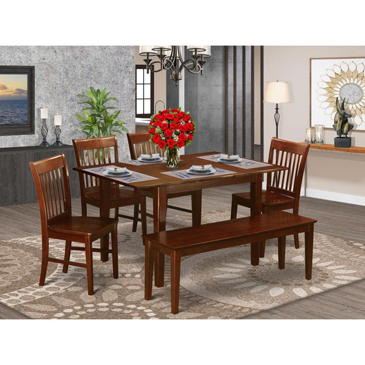 6 Pc Dining Small Table Set - Table With 4 Dining Chairs And Dining Bench By East West Furniture | Dining Sets | Modishstore