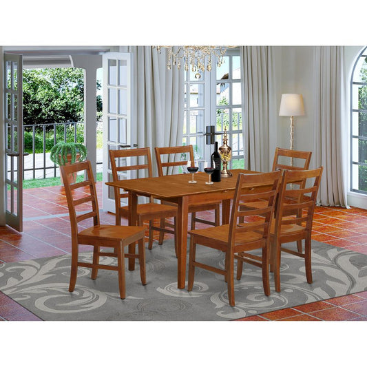 7 Pc Table And Chair Set Table With Leaf And 6 Kitchen Chairs By East West Furniture | Dining Sets | Modishstore