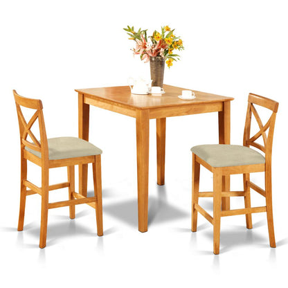 Pubs3-Brn-C 3 Pc Counter Height Dining Set-Pub Table And 2 Stools By East West Furniture | Bar Stools & Table | Modishstore - 6