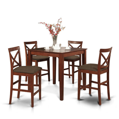 Pubs5-Brn-C 5 Pc Counter Height Dining Set-Gathering Table And 4 Counter Height Chairs By East West Furniture | Bar Stools & Table | Modishstore - 2
