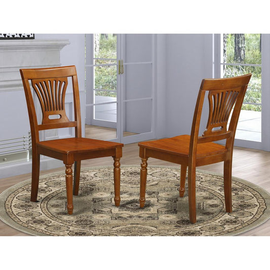 Plainville Kitchen Dining Chair With Wood Seat - Saddle Brown Finish, Set Of 2 By East West Furniture | Dining Chairs | Modishstore