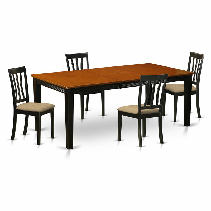 5 Pc Dining Set-Dining Table With 4 Wood Dining Chairs By East West Furniture - Quan5-Bch-C | Dining Sets | Modishstore
