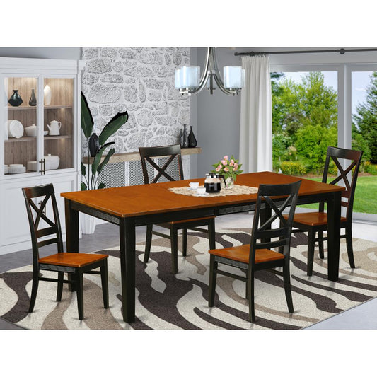 5 Pc Dining Room Set-Dining Table And 4 Dining Chairs By East West Furniture - Quin5-Blk-W | Dining Sets | Modishstore