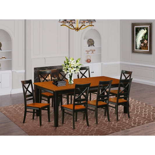 9 Pc Dining Room Set-Dining Table And 8 Dining Chairs By East West Furniture - Quin9-Blk-W | Dining Sets | Modishstore