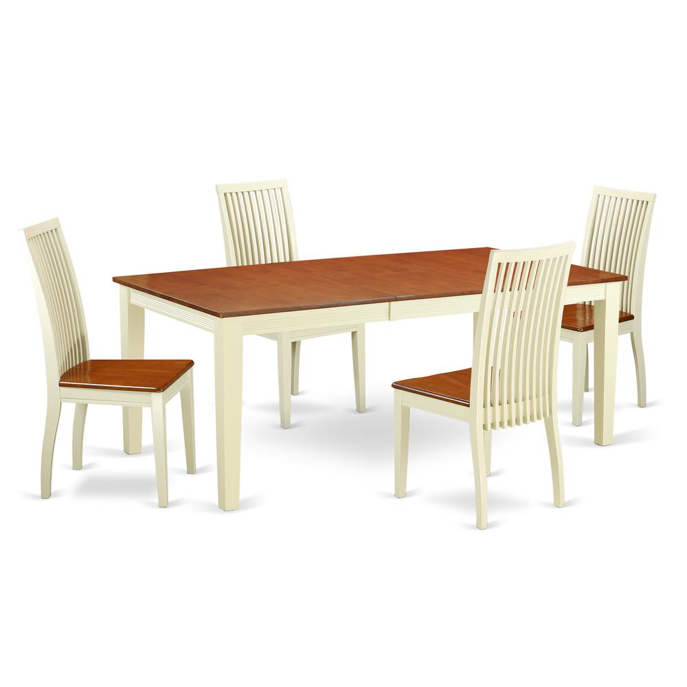 Dining Room Set Buttermilk & Cherry QUIP5-BMK-W By East West Furniture | Dining Sets | Modishstore - 2