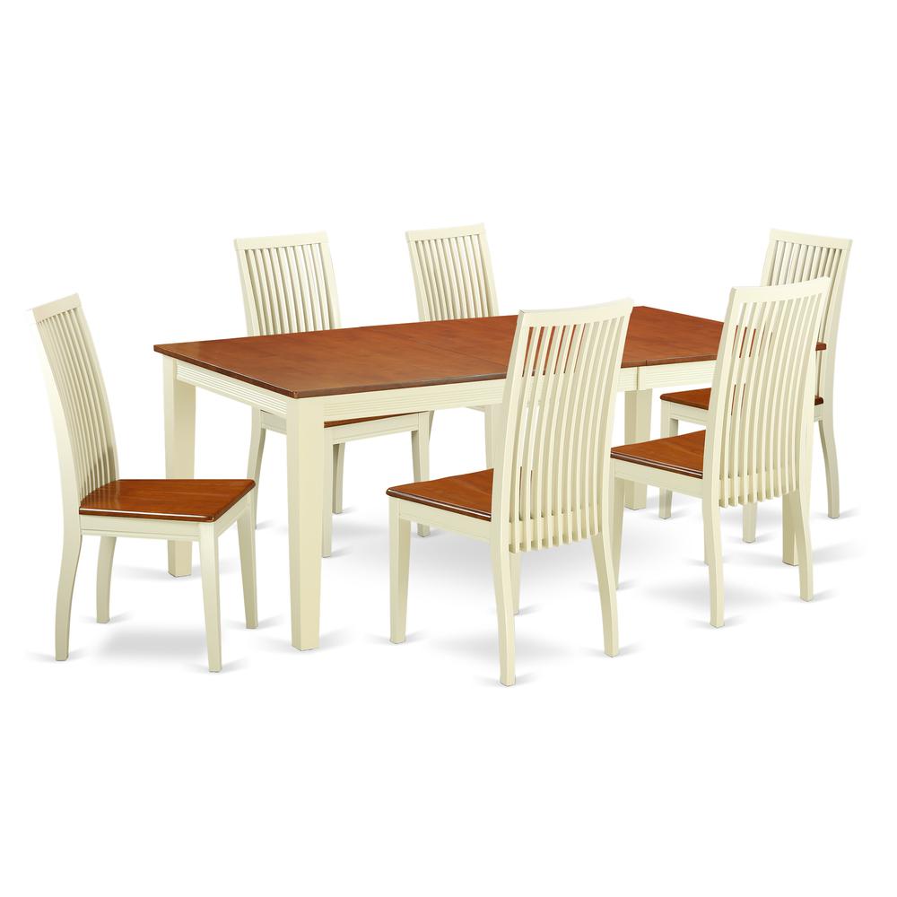 Dining Room Set Buttermilk & Cherry QUIP7-BMK-W By East West Furniture | Dining Sets | Modishstore - 2