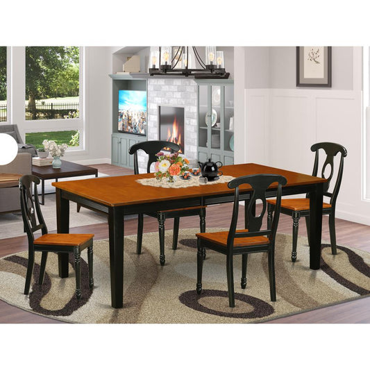 5 Pc Dining Room Set-Dining Table With 4 Wood Dining Chairs By East West Furniture - Quke5-Bch-W | Dining Sets | Modishstore